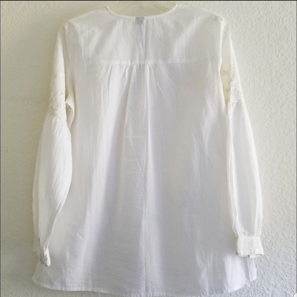 Kay Celine Embroidered Sequin Tunic Top White Size Small - Picture 2 of 8